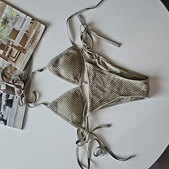 NWOT Zaful Sage Green Fishnet bikini set - Picture 4 of 10